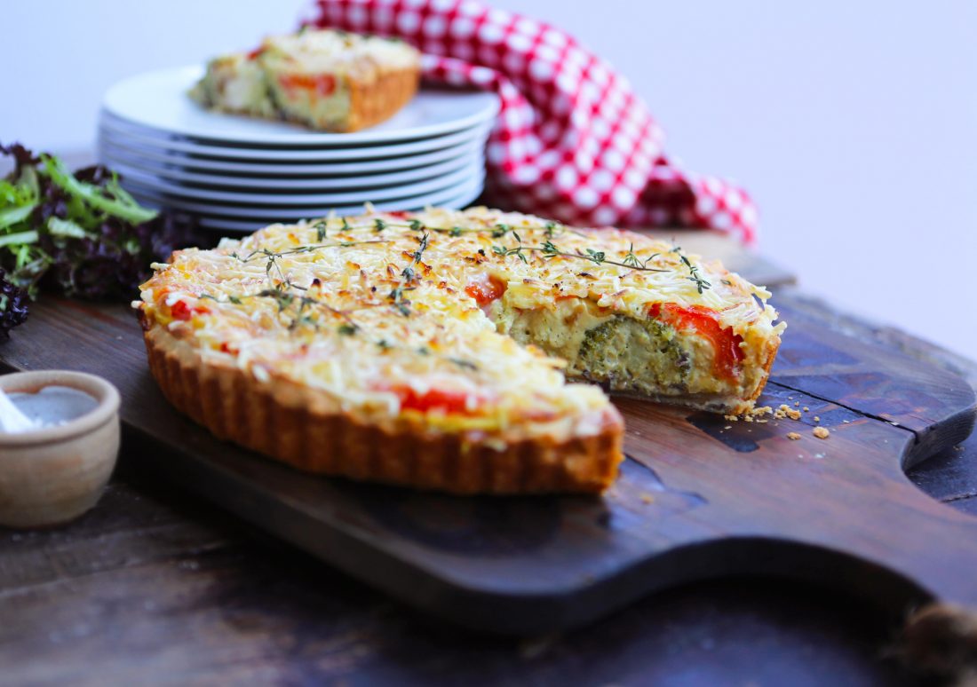 cheese tomato broccoli quiche