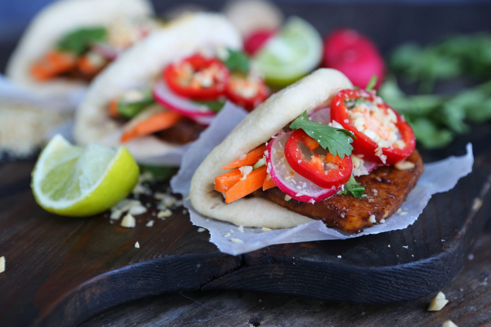 Bao Buns with Sticky Tofu