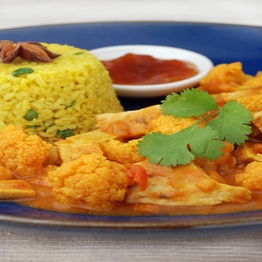 Mock Chicken & Cauliflower Curry with Pilau Rice