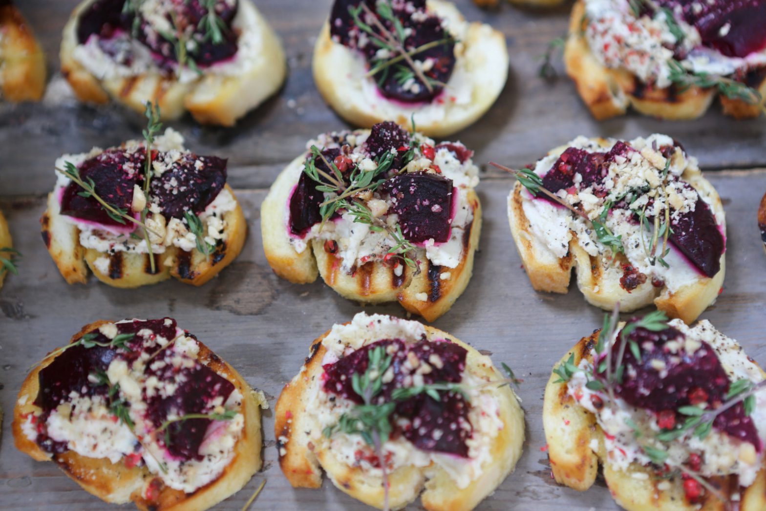 Cashew Cream & Beetroot Crostini