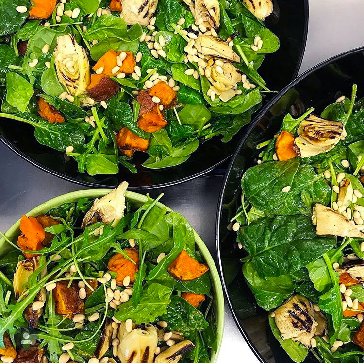 Sweet Potato & Artichoke Salad with Basil Oil